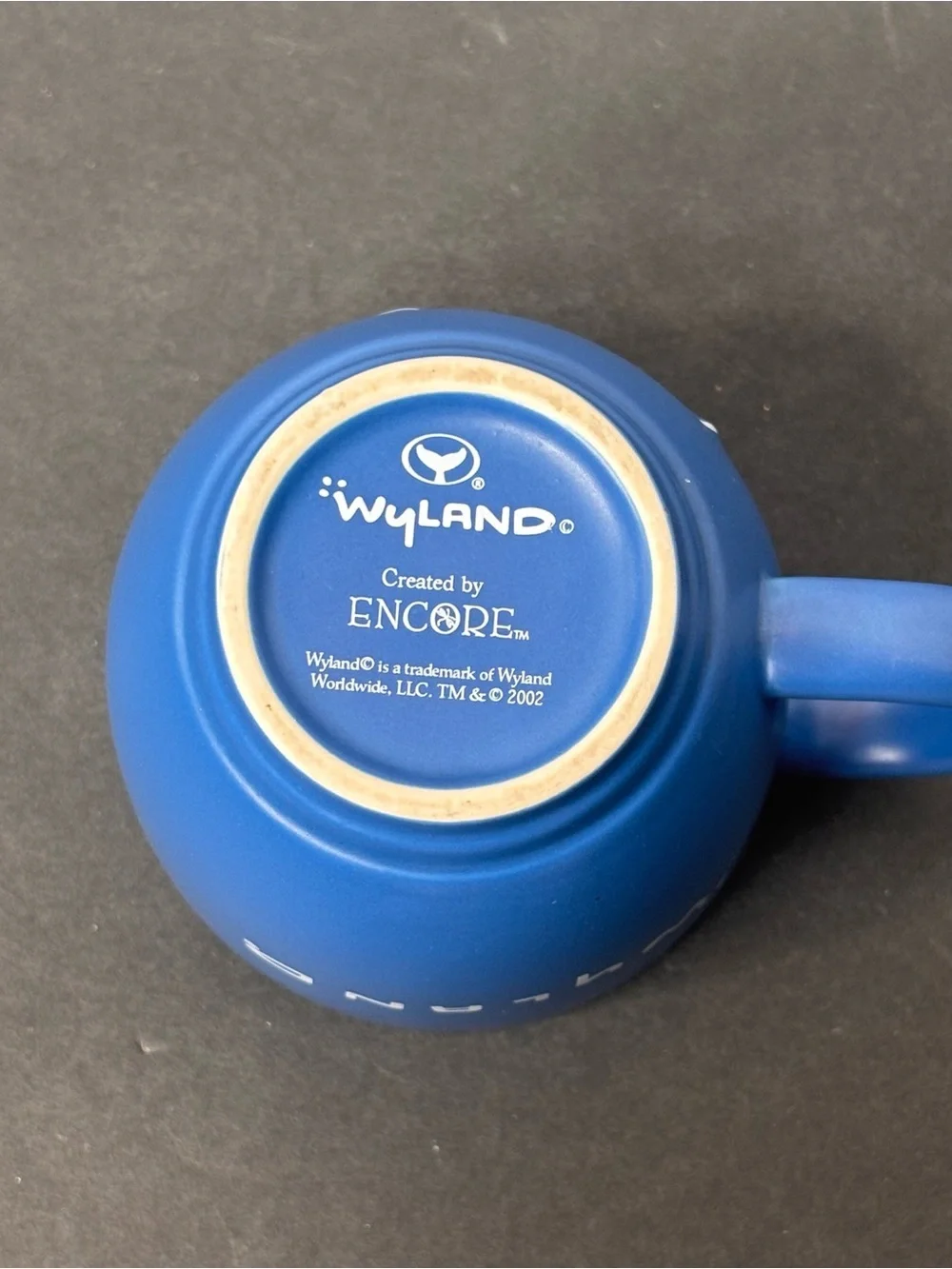 Wyland Whale & Calf Ceramic Mug Ocean Art Mug by Encore (2002) Blue White Matte